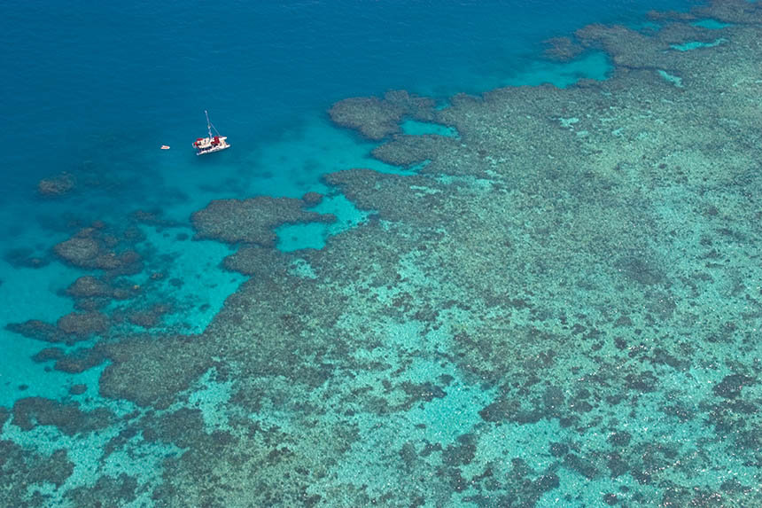 The Great Barrier Reef in Australia from above