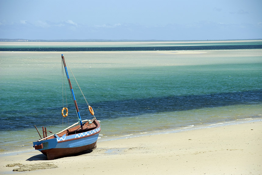 Boat on the beach in Mozambique