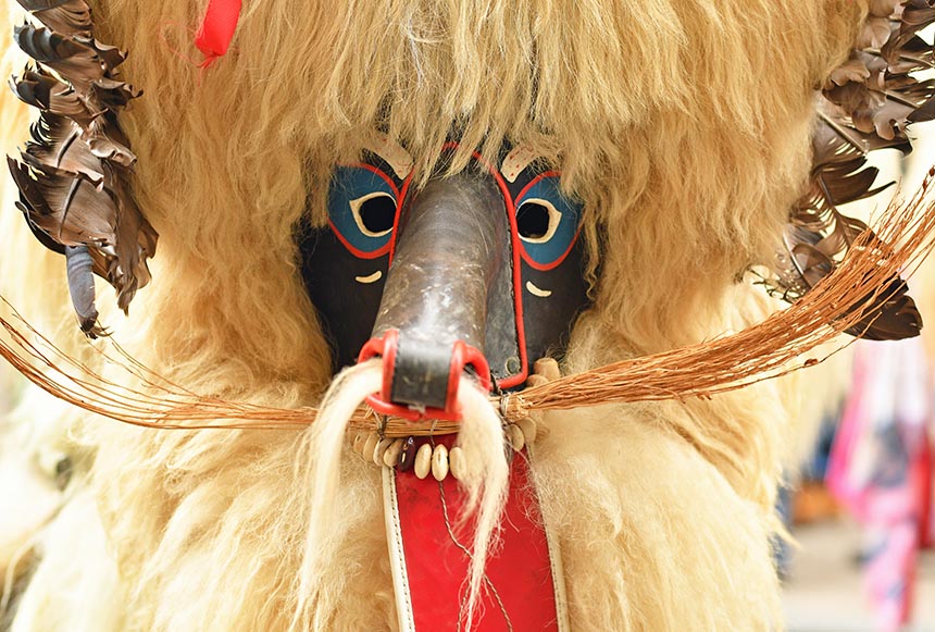 Kurenti masks at Kurentovanje in Slovenia